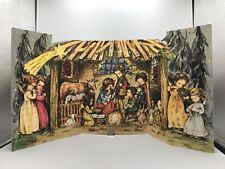 Original Alter Adventskalender Germany Glimmer Papier Pappe Alt Krippe