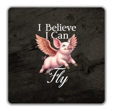 I Believe I Can Fly Engelsflügel Flying Pig 2er Pack Getränke Untersetzer 9 x 9 cm