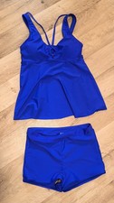Badeanzug Tankini 2 Teilig Blau Schwimmoberteil und Hose Größe S