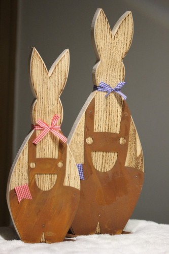 Osterhase holz metall - osterhase, holz/metall