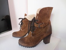 Donna  Carolina VENEZIA Lammfell Stiefelette Gr.38 1/2 Neuw. Leder Braun