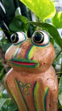 Dekofigur Farmer Frog / Frosch grün, Holzfigur, handgeschnitzt, handbemalt