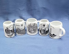 5 Mini  Bier -Schnaps Krüge ,  Porzellan, verschiedene alte Ansichten, gebraucht