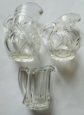 3 antike Milchkännchen 2x Kristallglas, 1x normales Pressglas aus 3 Epochen