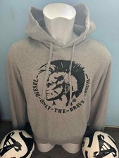 Diesel Pullover Hoodie - Irokesenlogo - Grau   - Grösse M - Kapuze **