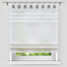 Raffrollo mit Schlaufen Raffgardinen Weiß Küche Gardine Halbtransparent Modern