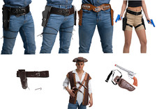 Cowboy Pistole & Holster Satz Wild West Rodeo Kostüm Zubehör Herren Damen