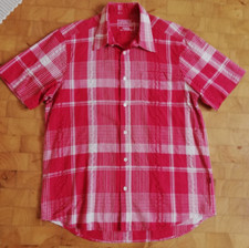 Neu Lerros Herren Kurzarm Hemd Gr.L rot weiß kariert Seersucker bügelleicht