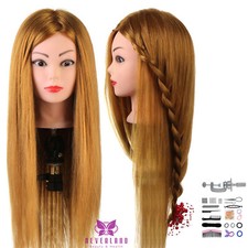 24" 60% Echtes Haar Friseurkopf Übungskopf Frisierkopf mit Flechtset+Tischklemme