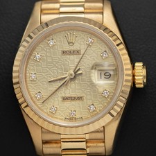 Presidential Rolex Datejust 69178 18K Gold Watch 26mm Factory Diamond Dial B&P