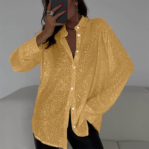 Damen pailletten hemd bluse - pailletten,