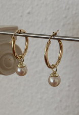 Ohrringe 585 Gold-Zuchtperlen Einhänger Creolen Isabel Bernard-Design Schmuck