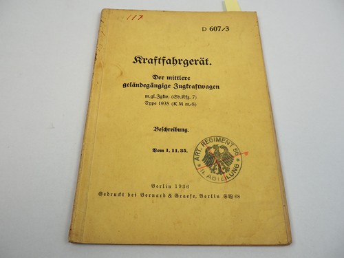 Dienstvorschrift d607 kfz - d607/3, sd.kfz