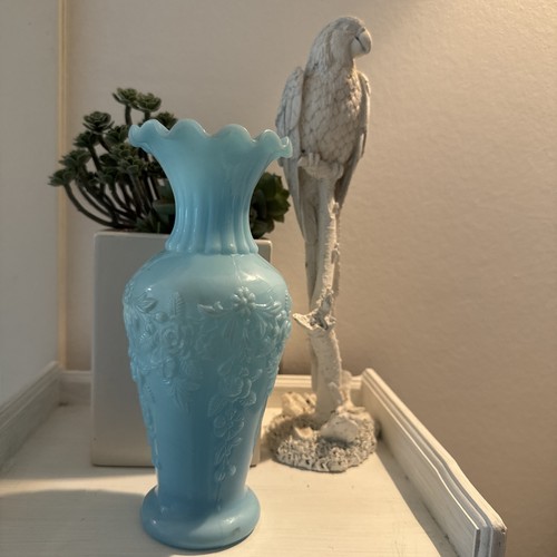 Jugendstil glas vase - vase, türkis