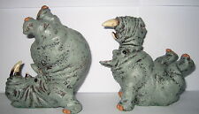 2 Nashorn Buchstützen originelle Rino Bookends massiv Kunststein 2 KG 14cm