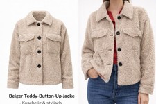 Over Size Beige Teddy-Jacke