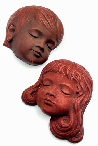 Paar vintage achatit wandmaske - paar,