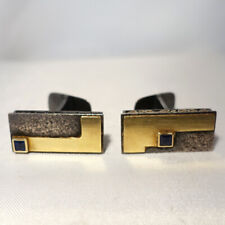 Saphir Manschettenknöpfe 925 Silber & 750 Gold Modernist / CU 206(11)