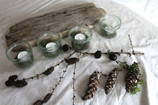 Treibholz Advents-Brett L 45 cm Advent Adventskranz Jahreszeitenbrett Moos Kranz