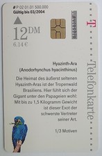 Telefonkarte P 02 01.01, Hyazinth-Ara