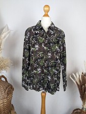 CECIL Bluse Damen Hemd Gr. M braun grün weiß gemustert