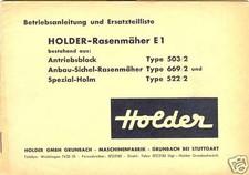 Ersatzteilliste Betriebsanleitung Holder Rasenmäher E1  Antriebsblock Typ 503/2