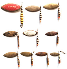 10 alte Spinner MEPPS AGLIA LONG Größe 1 - 5 zum neu beringen o. als Ersatzteile