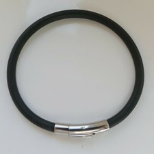 Armband, Fußkette, Kautschuk, Gummi Ø 5mm, schwarz Klickverschluss, Edelstahl