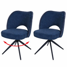 B-Ware 2er-Set Esszimmerstuhl MCW-N72, Stuhl, drehbar, Stoff 420g/m², blau