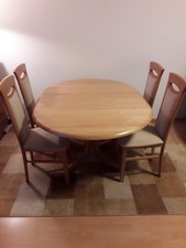 Esszimmer-Gruppe Erle massiv hell runder ø110cm Ausziehtisch-148cm mit 4 Stühlen