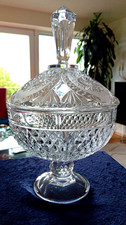 Große schwere Glas Deckeldose / Bonboniere - BÖHMEN - 15,5 x 27 cm - 1,4 kg