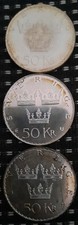 3 x 50 Kronen 1975 Landreform – 81 g 925er Silber! Unter Silber-Metallpreis!!!