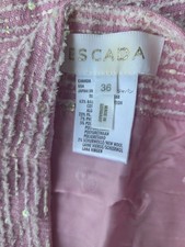 ESCADA ?Bouclé Mini ROCK Rosa Weiß NEU?GR.36 Fransen PAILETTEN  GLITZER Tweed