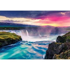 Fototapete-VLIES-WASSERFALL-(C13024)-Tapete-Nach-Mass-Sonne Himmel Gebirge XXL