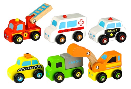 Holzfahrzeuge 6er set - holzfahrzeuge,