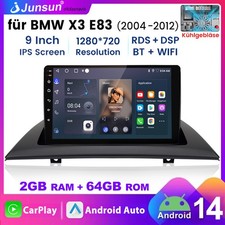 2+64GB Android 14 Autoradio GPS Carplay DAB+ WIFI RDS Für BMW X3 E83 2004-2012