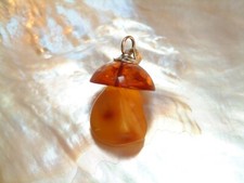 Kleiner Bernstein - Pilz - 33 mm - Amber Anhänger - Oese Sterling Silber 925 -  