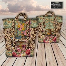 STENZO Tasche Panel XXL Leopard Tiger Blumen bunt - 100% Baumwolle SELBERNÄHEN