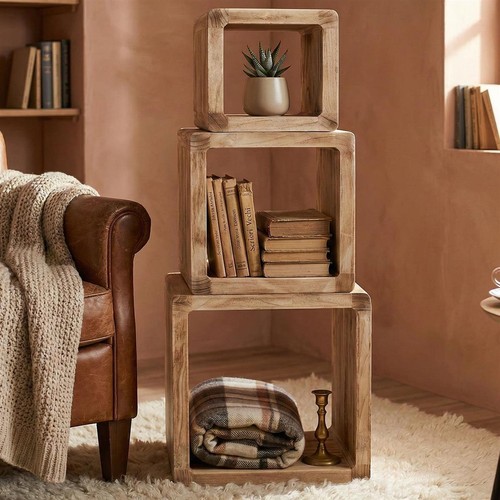 Holz würfel regal geflammt - würfel,