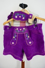 Gaudi Damen Trachten Lederhose + Geschirr Gr.42 100% Leder Lila s.g. Zustand
