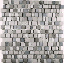 Glasmosaik Mosaikmatte Mosaikbordüre grau beige pastellton Wand Fliesenspiegel  