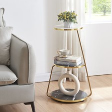 Beistelltisch Sipoo Marmoroptik Schwarz,Marmoroptik weiß/ Gold En.casa