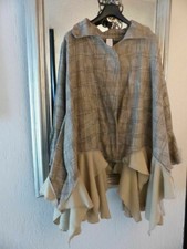 3095  Mantel Jacke LAGENLOOK handmade Volant XL XXL Plus Size Wolle hellbeige