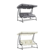 Outsunny Hollywoodschaukel 3-Sitzer Gartenschaukel mit Verstellbarem Dach Kissen