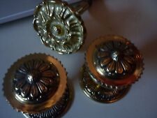 3 Knauf Messing poliert massiv 2 Türknopf Griff + 1 Gardinenhalter Raffrosette