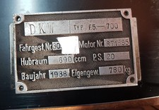 Typenschild   DKW F 5    1938