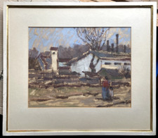 ::GOUACHE HOUSES FARM PEOPLE