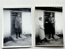 Org.Portrait 2Foto Soldat Uniform Schaftkappe Kragenspiegel M1/44 Mütze Armbinde