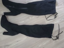 Buffalo Overknee Stiefel, Größe 39, Wildleder, Schwarz