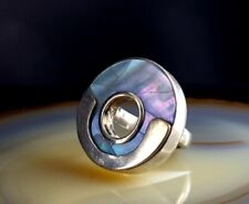 Ring Silber 925 Perlmutt Muschel  18 mm - Designer - massiv & auffällig silver